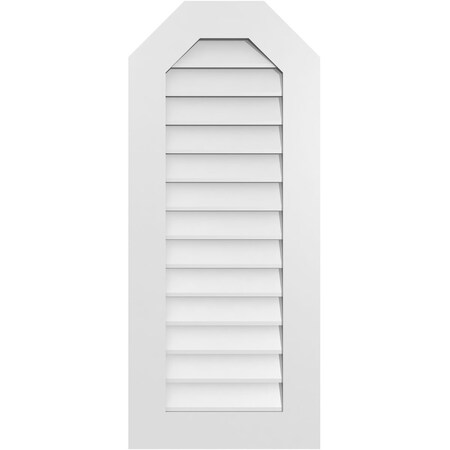 Ekena Millwork Octagonal Top Surface Mount PVC Gable Vent w/ 3-1/2"W x 1"P Standard Frame, 18"W x 42"H GVPOT18X4201SN